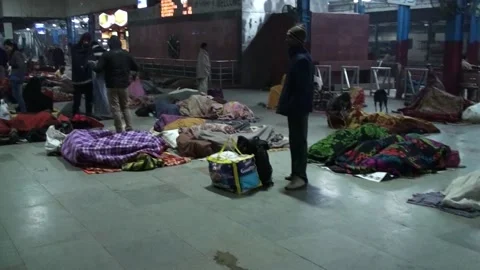 People Sleeping In An Indian Railways Train Station In India Stock Footage 159167012