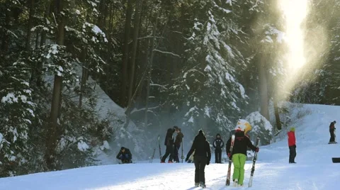 People on a slope Video stock 46126578