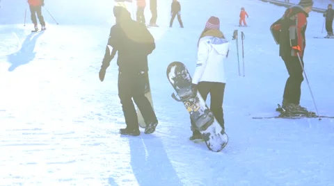 People with snowboards Video stock 46126617