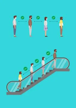 People with Social distancing Illustrazione stock