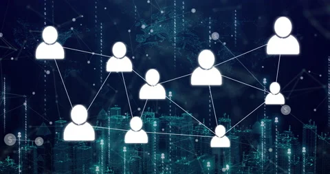 People Social network Connection Digital City Background Stock Footage 169380931