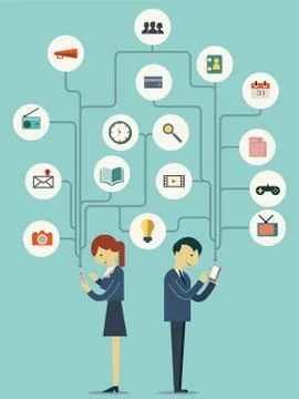 People with social network Stock Illustration