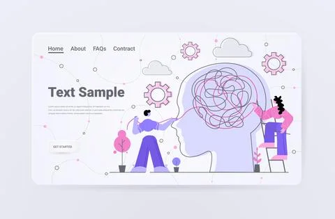 People solving psychological problem in tanged brain psychotherapy session Illustrazione stock