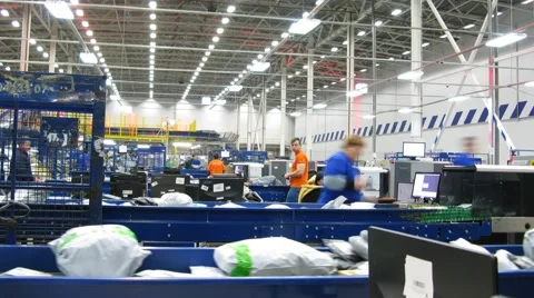 People sort parcels in one of the post departments. Stock Footage 58284762