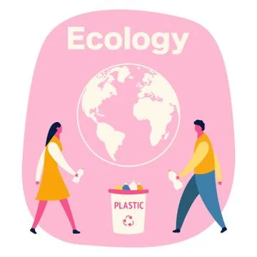 People sorting garbage trying to reach zero waste. Technology of ecological Illustrazione stock