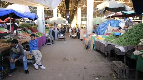People in Souk El Had, the biggest bazar in Agadir. Stock Footage 44782515