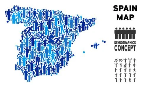 People Spain Map Stock Illustration