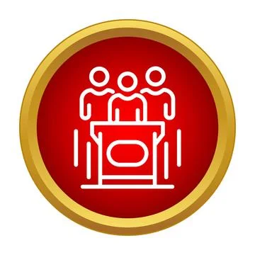 People speaking at a podium presentation icon Stock Illustration
