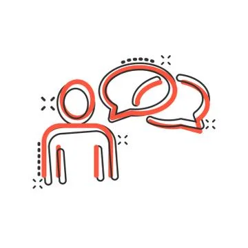 People with speech bubble icon in comic style. Chat cartoon vector illustrati Stock Illustration