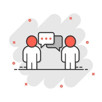 People with speech bubble icon in comic style. Chat cartoon vector illustrati Stock Illustration