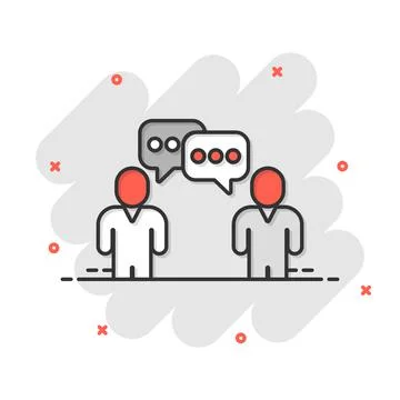 People with speech bubble icon in comic style. Chat cartoon vector illustrati Stock Illustration