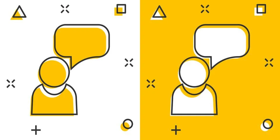 People with speech bubble icon in comic style. Business agreement vector cart Stock Illustration