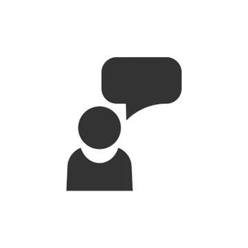 People with speech bubble icon in flat style. Business agreement vector illus Illustrazione stock