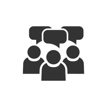 People with speech bubble icon in flat style. Business agreement vector illus Stockillustratie
