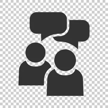 People with speech bubble icon in flat style. Business agreement vector illus Illustrazione stock