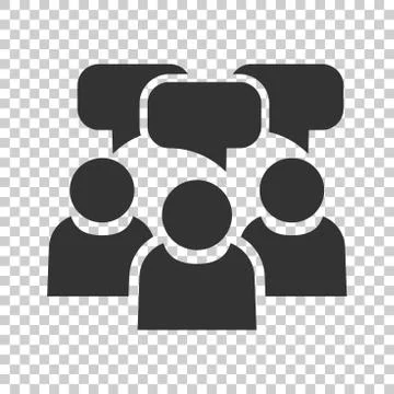 People with speech bubble icon in flat style. Business agreement vector illus Illustrazione stock