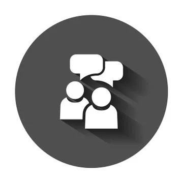 People with speech bubble icon in flat style. Business agreement vector illus Stock Illustration