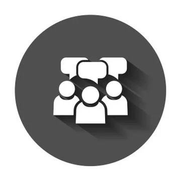 People with speech bubble icon in flat style. Business agreement vector illus Stock Illustration