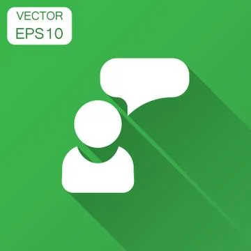 People with speech bubble icon in flat style. Business agreement vector illus Illustrazione stock