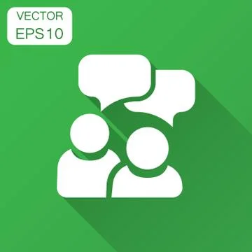 People with speech bubble icon in flat style. Business agreement vector illus Stock Illustration