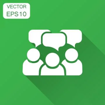 People with speech bubble icon in flat style. Business agreement vector illus 스톡 일러스트