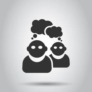 People with speech bubble icon in flat style. Business agreement vector illus Stock Illustration