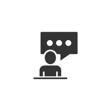 People with speech bubble icon in flat style. Chat vector illustration on whi Illustrazione stock