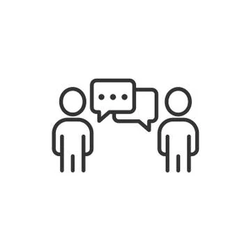 People with speech bubble icon in flat style. Chat vector illustration on whi Illustrazione stock