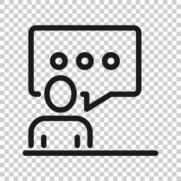 People with speech bubble icon in flat style. Chat vector illustration on whi Illustrazione stock