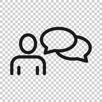 People with speech bubble icon in flat style. Chat vector illustration on whi Stock Illustration