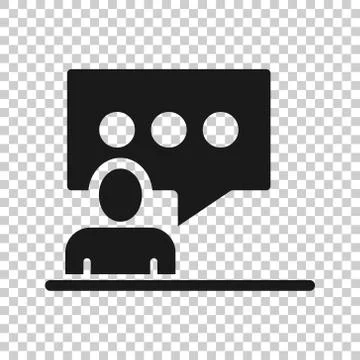 People with speech bubble icon in flat style. Chat vector illustration on whi Stock Illustration