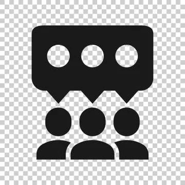 People with speech bubble icon in flat style. Chat vector illustration on whi Stock Illustration