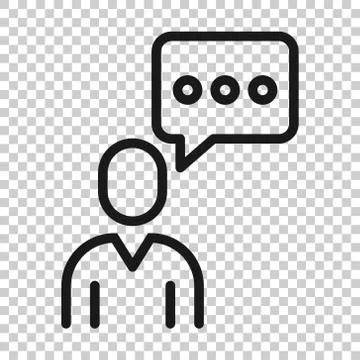 People with speech bubble icon in flat style. Chat vector illustration on whi Illustrazione stock