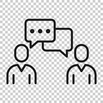 People with speech bubble icon in flat style. Chat vector illustration on whi Stock Illustration