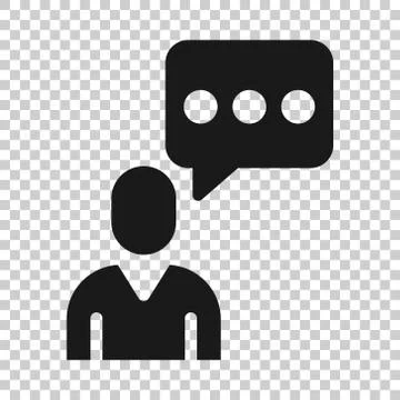 People with speech bubble icon in flat style. Chat vector illustration on whi Illustrazione stock