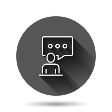 People with speech bubble icon in flat style. Chat vector illustration on bla Stock Illustration