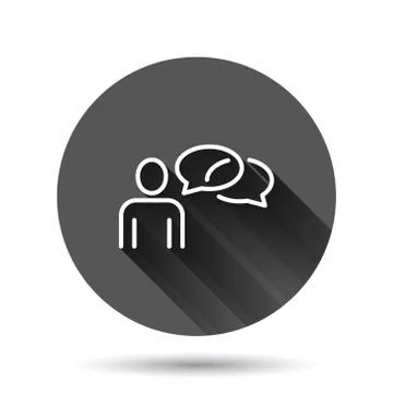 People with speech bubble icon in flat style. Chat vector illustration on bla Stock Illustration