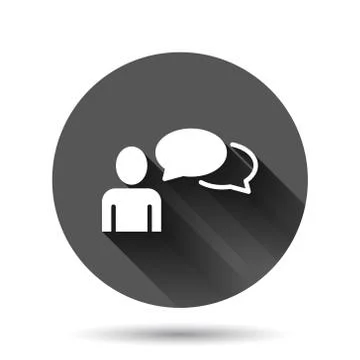 People with speech bubble icon in flat style. Chat vector illustration on bla Stock Illustration