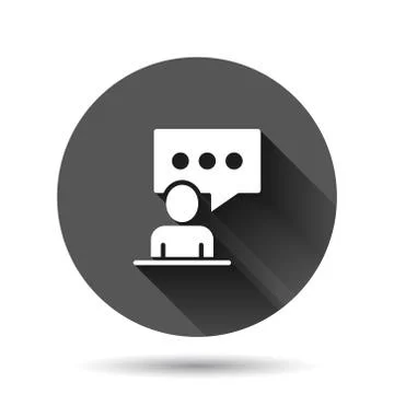 People with speech bubble icon in flat style. Chat vector illustration on bla Stock Illustration