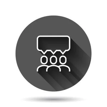 People with speech bubble icon in flat style. Chat vector illustration on bla Stock Illustration
