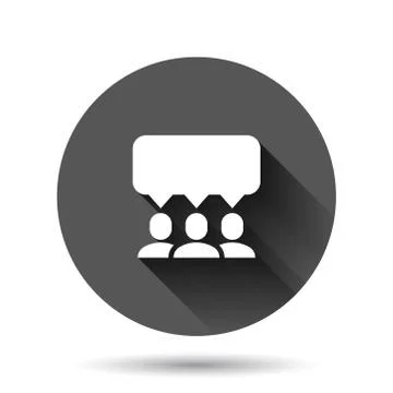 People with speech bubble icon in flat style. Chat vector illustration on bla Stock Illustration