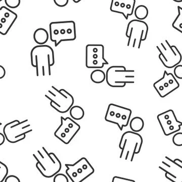 People with speech bubble icon in flat style. Chat vector illustration on whi Illustrazione stock
