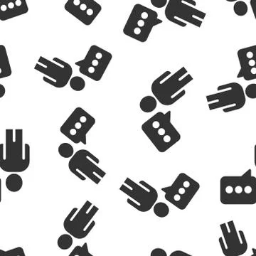 People with speech bubble icon in flat style. Chat vector illustration on whi Illustrazione stock