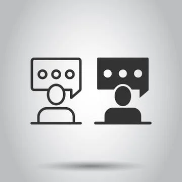 People with speech bubble icon in flat style. Chat vector illustration on whi Illustrazione stock