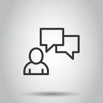 People with speech bubble icon in flat style. Chat vector illustration on whi Stock Illustration