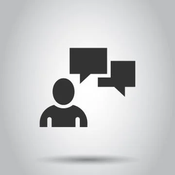 People with speech bubble icon in flat style. Chat vector illustration on whi Illustrazione stock