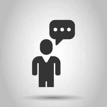 People with speech bubble icon in flat style. Chat vector illustration on whi Stock Illustration