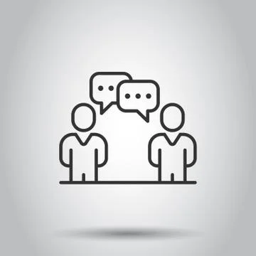 People with speech bubble icon in flat style. Chat vector illustration on whi Illustrazione stock