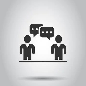 People with speech bubble icon in flat style. Chat vector illustration on whi Illustrazione stock