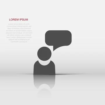 People with speech bubble icon in flat style. Business agreement vector ill.. Stock Illustration